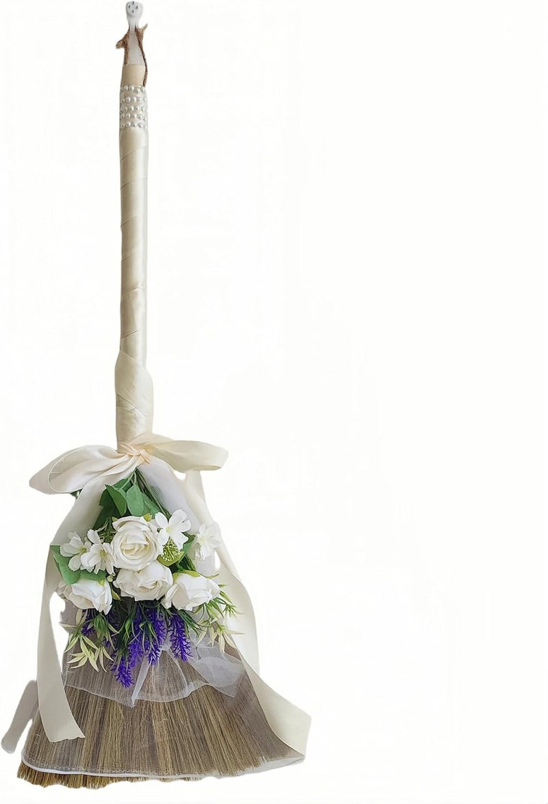 SIMER Wedding Broom for Jumping Ceremony, Jumpping The Broom for African American Wedding, Artificial Flower Bouquets with Lavender - Image 5